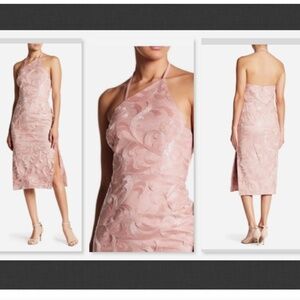 NWT $298  Vera Wang Asymmetric Sequined Lace Midi Dress Blush Size 4